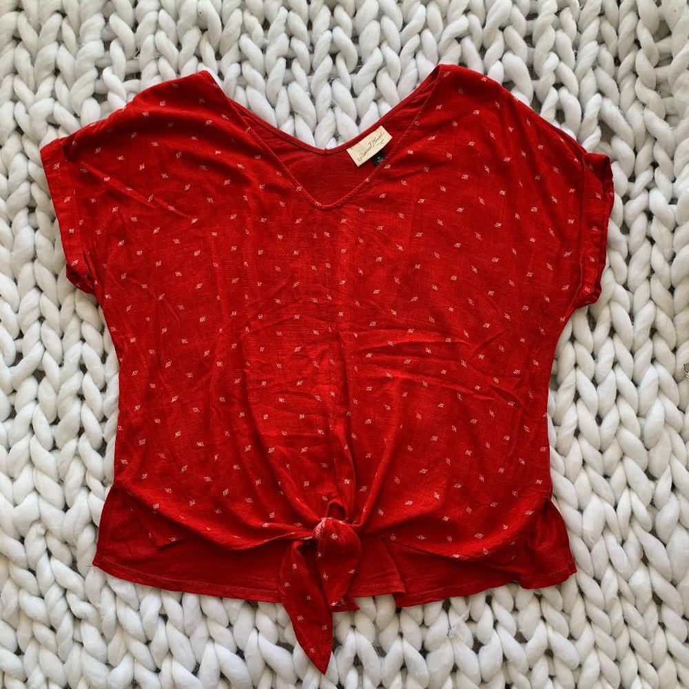 2/$12 3/$15 Dolman sleeve tie shirt, red and white